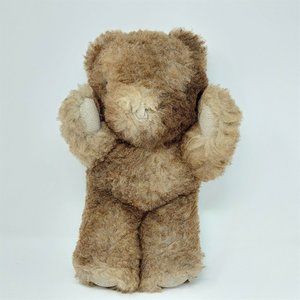 Bear Plush Stuffed Animal Toy Leather Paws Feet Nose Ears Vintage 14"